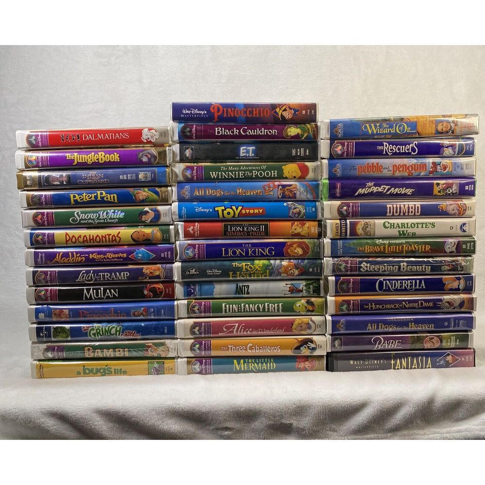 Disney Movies Animated‎ VHS LOT of 40 - 28 are Disney plus other miscellaneous